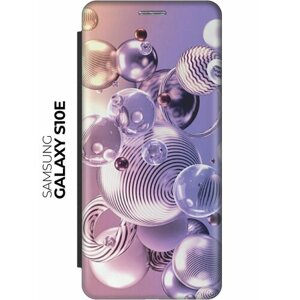Чехол-книжка Сиреневые шарики на Samsung Galaxy S10e / Самсунг С10е черный