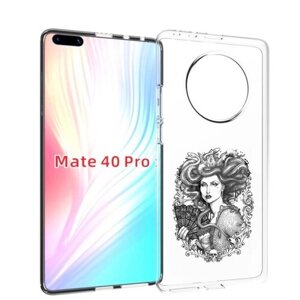 Чехол MyPads медуза черно белый для Huawei Mate 40 Pro (NOH-NX9) задняя-панель-накладка-бампер