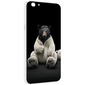 Чехол MyPads Медведь-бурый-белый для Oppo A77 / F3 (2017 год) задняя-панель-накладка-бампер