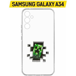 Чехол-накладка Krutoff Clear Case Minecraft-Крипер для Samsung Galaxy A34 5G