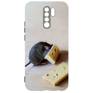 Чехол-накладка Krutoff Soft Case Мышь и сыр для Xiaomi Redmi 9 черный