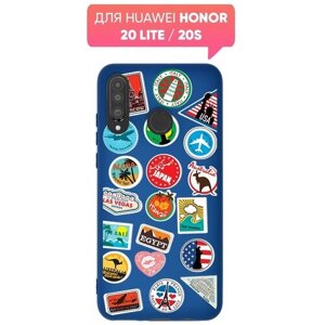Чехол (накладка) Vixion TPU для Huawei Honor 20 Lite / 20S / Хуавей Хонор 20 Лайт с подкладкой (тем/синий) Марки стран