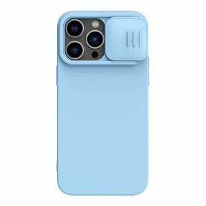 Чехол с защитой камеры для iPhone 14 Pro, Nillkin CamShield Silky Silicone Blue Haze