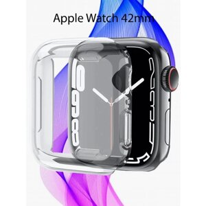 Чехол силиконовый для часов Силиконовый чехол накладка для Apple Watch 42mm (прозрачный) - Противоударный Кейс Бампер с технологией IPS для защиты от царапин