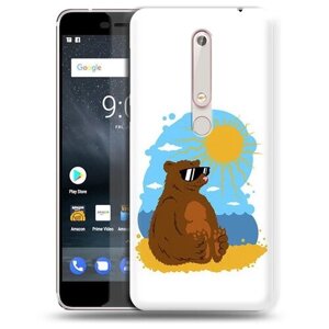 Чехол задняя-панель-накладка-бампер MyPads медведь на чиле для Nokia 6 (2018)/Nokia 6.1 противоударный