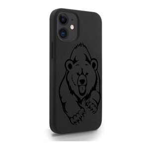 Черный силиконовый чехол MustHaveCase для iPhone 12 Mini Медведь для Айфон 12 Мини