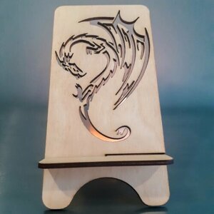 Деревянная подставка для телефона "дракон" символ года