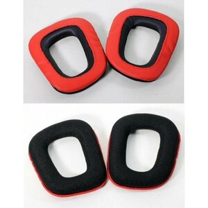 Ear pads / Амбушюры для наушников Logitech G35 / G230 / G231 / G332 / G430 / G432 / G930 чёрно-красные