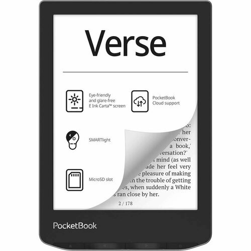 Электронная книга 6" PocketBook 629 Verse Mist Grey E-Ink, 8Gb, серый (PB629-M-WW)