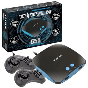 Игровая приставка 8 bit + 16 bit Titan HD (555 в 1) + 555 встроенных игр + 2 геймпада + HDMI кабель (Черная)