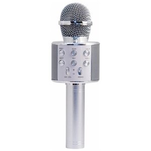 Караоке Микрофон Блютуз Magic Acoustic Superstar/Bluetooth микрофон для Девочек Мальчиков Взрослых/Караоке 3-в-1/MA3001SR Superstar, серебряный