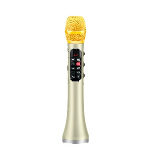 Караоке микрофон L-1098DSP 30W, беспроводной, Bluetooth, микрофон-колонка, для вокала, караоке, презентаций, золотой
