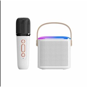 Колонка MP3 с караоке и одним микрофоном Y1 в белом цвете