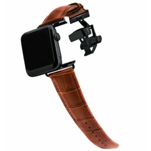 Кожаный ремешок с застежкой для Apple Watch 42-44-45-49 mm, Series 1-9, SE, Ultra / Браслет для умных смарт часов Эпл Вотч 42/44/45/49 мм