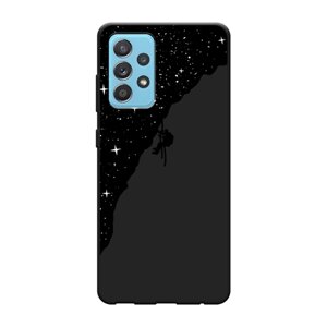 Матовый силиконовый чехол на Samsung Galaxy A52/A52s / Самсунг А52/A52s Скалолаз в космосе, черный