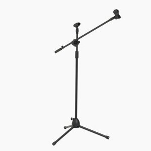 Микрофонная стойка напольная, под два микрофона, h-150 см, d микрофона 2.5 см
