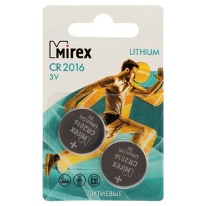 Mirex Батарейка литиевая Mirex, CR2016-2BL, 3В, блистер, 2 шт.