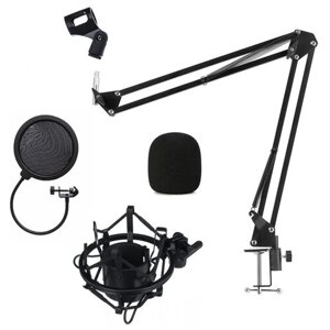 Настольная стойка для микрофона пантограф NB-3570 с металлическим пауком, поп-фильтром и ветрозащитой