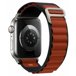 Нейлоновый браслет Alpine Loop (Альпийская петля) для смарт часов Apple Watch 42/44/45/49 mm/тканевый спортивный ремешок (эпл вотч)/ черно-коричневый