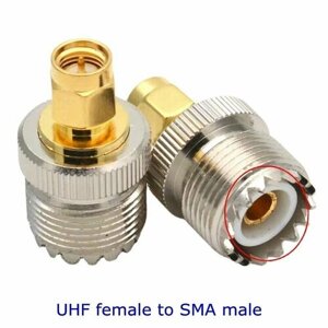 Переходник UHF female на SMA male для раций Baofeng, Kenwood, и др. (SO-239, PL-259)