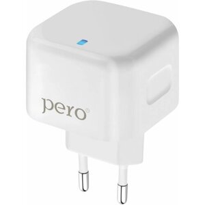 PERO сетевое зарядное устройство TC10, USB-а + USB TYPE-C, PD 20W белый (белый)