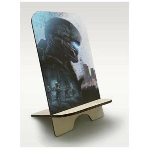 Подставка, держатель для телефона из дерева c рисунком, принтом УФ Игры Halo 5 Guardians ( PS, Xbox, PC, Switch) - 2129