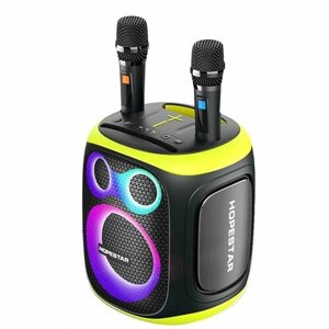 Портативная Bluetooth Колонка Hopestar Party 130, с двумя беспроводными микрофонами, мощность 120Вт/портативная акустика /блютуз колонка (Черный)