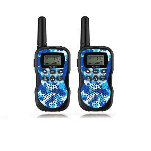 Портативная детская радиостанция MyPads в подарок работает от четырех батареек ААА с дисплеем и фонариком 22 частоты синий