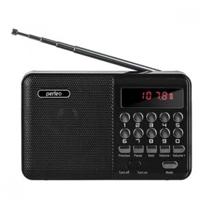 Приемники Perfeo Радиоприемник цифровой Perfeo PALM FM+ 87.5-108МГц/ MP3/ питание USB или 18650/ черный