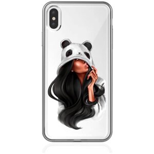Прозрачный силиконовый чехол MustHaveCase для iPhone XsMax Panda Girl/ Панда для Айфон 10С Макс Противоударный