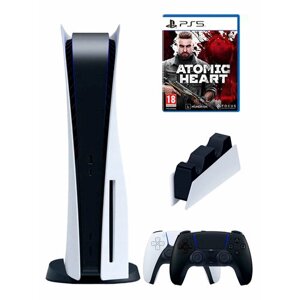 PS5 (ПС5) Игровая приставка Sony PlayStation 5 ( 3-я ревизия) + 2-й геймпад (черный) + зарядное +Anomig Heat