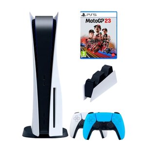 PS5 (ПС5) Игровая приставка Sony PlayStation 5 ( 3-я ревизия) + 2-й геймпад (голубой) + зарядное + MotoGP 23