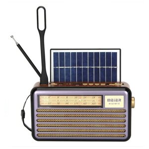 Радиоприемник Meier M-521BT-S/солнечная панель/USB, microSD, Bluetooth/ USB лампа/сиреневый