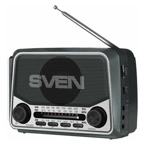 Радиоприёмник SVEN SRP-525, 3 Вт, FM/AM/SW, USB, microSD, аккумулятор, 150-20000 Гц, черный, SV-017156, 1 шт.
