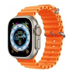Ремешок для смарт-часов Apple Watch Series 1 2 3 4 SE 5 6 7 8 ultra силиконовый дайверский океан Ocean Band 42/44/45/49 мм, оранжевый