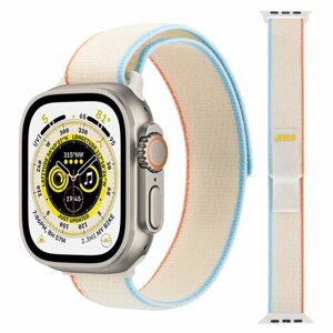 Ремешок нейлоновый Trail Loop для смарт-часов Apple Watch Series 1-9 и Ultra 42/44/45/49 мм, X9 Pro2 / X9+ Ultra2 / X8 Pro+07 молочно-белый