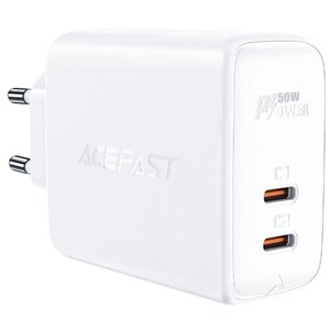 Сетевое зарядное устройство acefast A29 PD50W GAN, USB-C+USB-C, белый