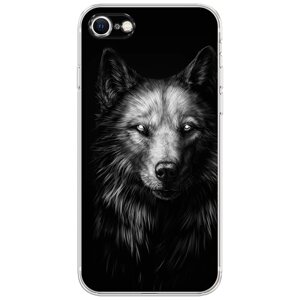 Силиконовый чехол на Apple iPhone 8 / Айфон 8 Волк черно белый