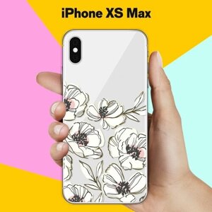 Силиконовый чехол на Apple iPhone XS Max Белые цветы / для Эпл Айфон Икс С Макс