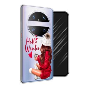 Силиконовый чехол на Huawei Mate 60 Pro / Хуавей Мате 60 Про "Hello winter", прозрачный