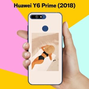 Силиконовый чехол на Huawei Y6 Prime 2018 Девушка на пляже / для Хуавей У6 Прайм 2018