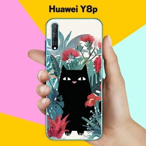 Силиконовый чехол на Huawei Y8p Черный кот / для Хуавей У8п