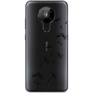 Силиконовый чехол на Nokia 5.3 / Нокиа 5.3 Летящие одуванчики, прозрачный