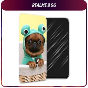 Силиконовый чехол на Realme 8 5G/Narzo 30 5G / Реалми 8 5G "Собачка в шапке лягушки"