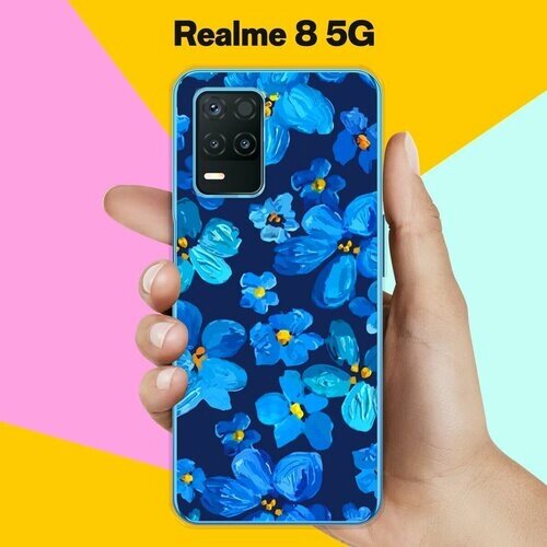 Силиконовый чехол на realme 8 5G Синие цветы / для Реалми 8 5 Джи