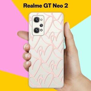 Силиконовый чехол на Realme GT Neo 2 Розовые сердца / для Реалми ДжиТи Нео 2