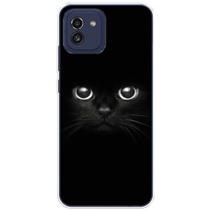 Силиконовый чехол на Samsung Galaxy A03 / Самсунг Галакси А03 Взгляд черной кошки
