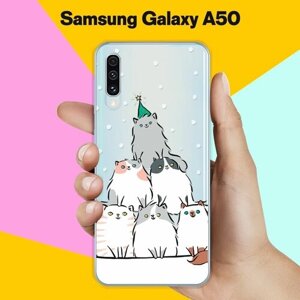 Силиконовый чехол на Samsung Galaxy A50 Елка из котов / для Самсунг Галакси А50