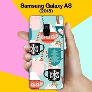 Силиконовый чехол на Samsung Galaxy A8 (2018) Узор новогодний / для Самсунг Галакси А8 2018