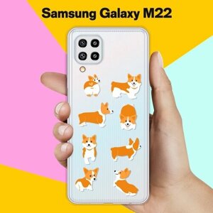 Силиконовый чехол на Samsung Galaxy M22 Ракурсы корги / для Самсунг Галакси М22